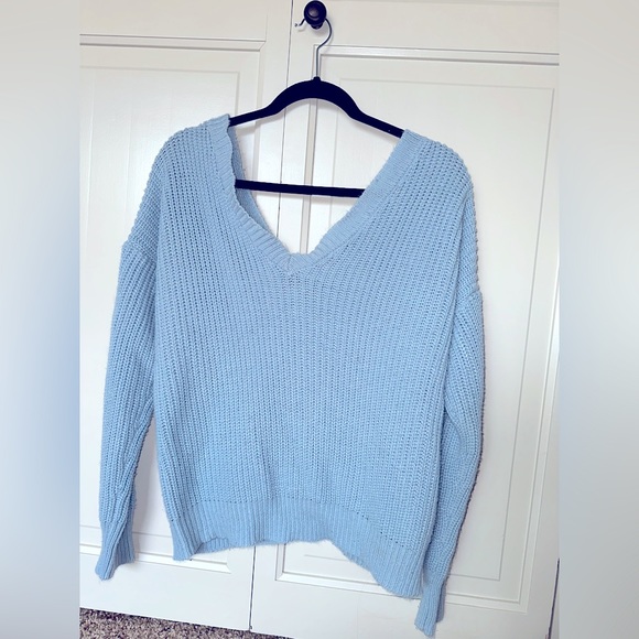 Light blue, Almost Famous off the shoulder corset back shoulder. Size medium. - Picture 1 of 3